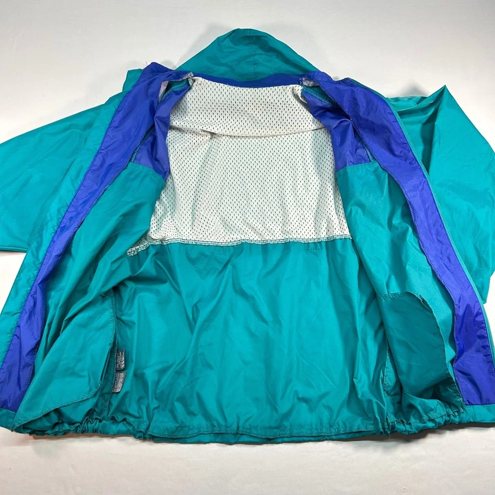 Sierra Sport Vintage 90s‎ Colorblock Windbreaker Teal Purple XL Hooded Jacket